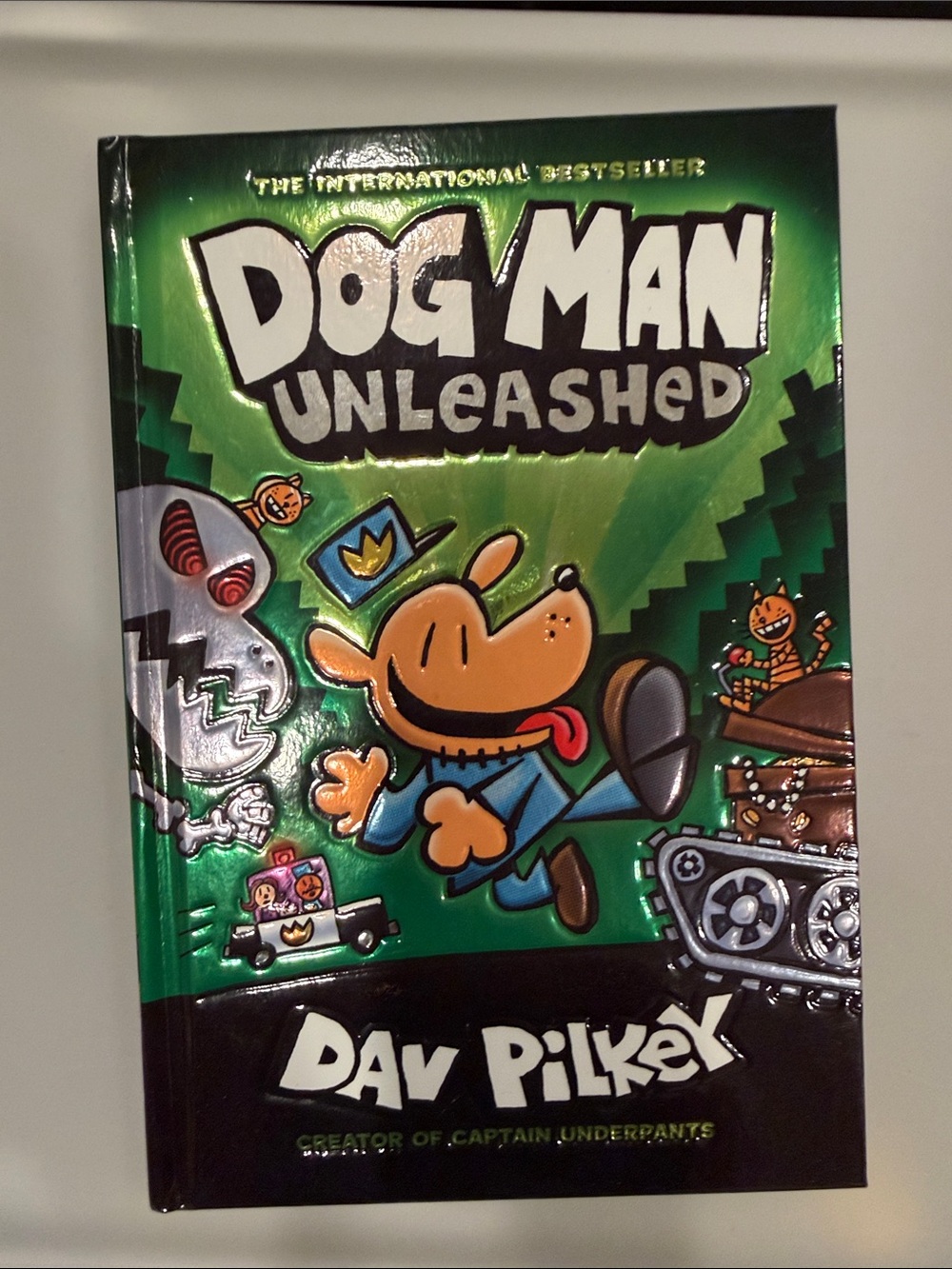 Dog Man Unleashed - Green Hardcover Kids Dog Book